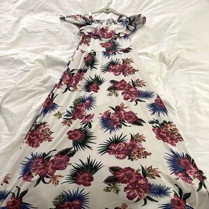 nwot Floral Maxi Dress with Off-Shoulder Design